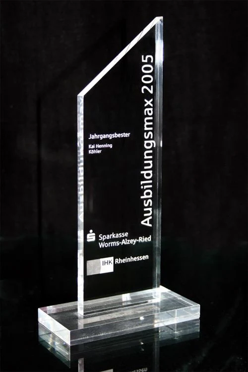 Customize Ad-213 Clear Laser Engraved Acrylic Hot Press Trophy Plaque