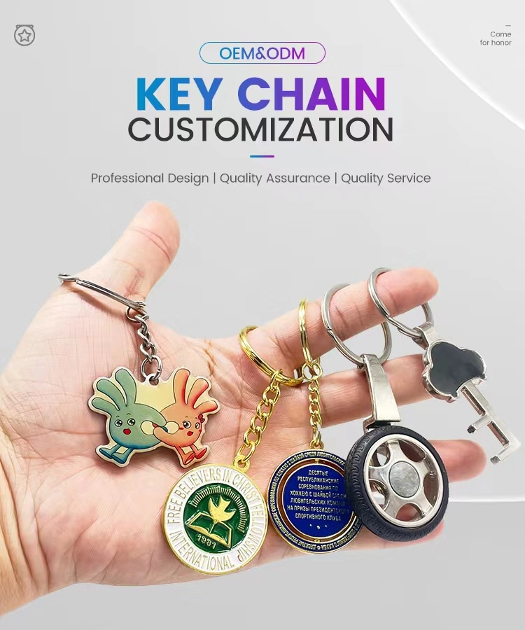 Custom Keyring Accessories Bulk Trolley Coin Mini Coin Holder Cute Sublimation Blank Key Chain Ring Spinner 3D Metal Keychain
